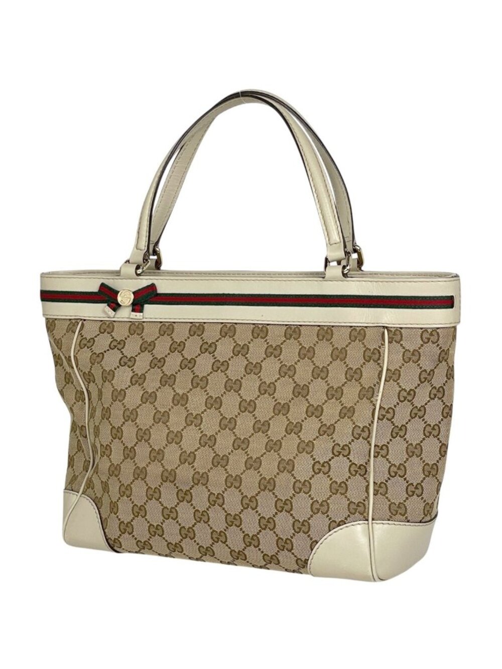 Gucci GG Pattern Tote Sherry Line Canvas Beige